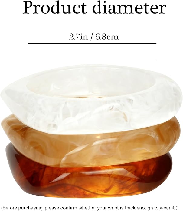 Chunky Acrylic Bracelets for Women -4Pcs Trendy Chunky Bangle Fashion Big Stackable Bangles Set, Trendy Cuff Bracelet Stack Fashion Womens Jewelry Gifts