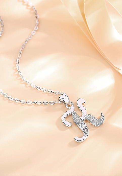 AEONSLOVE 925 Sterling Silver Initial Necklaces for Women, 26 Letters Pendants Necklace Gift for Mother, Daughter, Wife, 18 Inch Chain