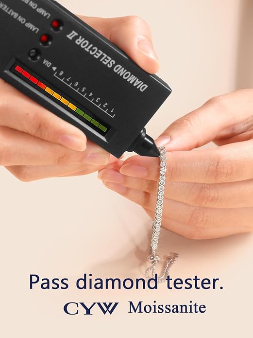 2mm/3mm Moissanite Adjustable Tennis Bracelet for Women, Authentic Solid 925 Sterling Silver, 5.5-7.5inch (14-19cm) with 2cm Extender Chain, Birthday Valentines Wedding Anniversary Ideal Gift for Her