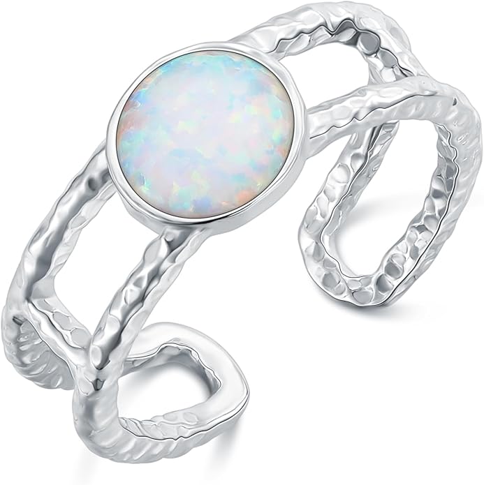 Sterling Silver Blue Butterfly Opal Rings for Women,Butterfly Open Ring Butterfly Ring Butterfly Adjustable Ring Opal Ring Jewelry Gift for Hers Ring Adjustable Size 6-9-1