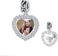Annmors Personalized Photo Charm for Bracelet Necklaces,925 Sterling Silver Charm Love Heart Shaped Engraved Customize Picture Gift for Birthday Mother's Day Christmas,Bead Charms Jewelry for Women