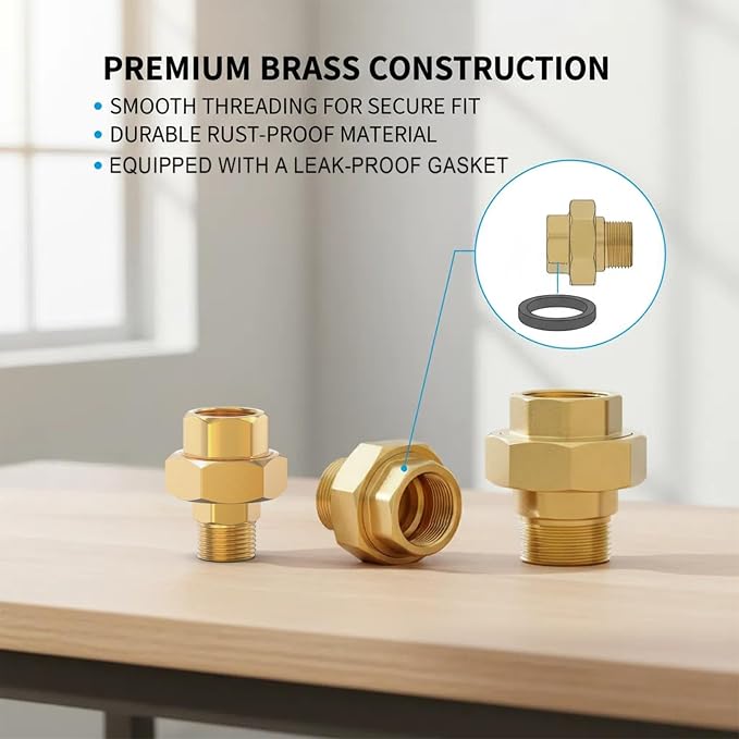 1PCS Brass Union，1/4" NPT Male x 1/4" NPT Female Brass Pipe Fitting - Image 6