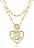 Heart Letter Necklaces for Women 14K Gold Plated Cubic Zirconia Heart Initial Layered Necklace Infinity Pendant Necklace Letter Initial Jewelry for Women