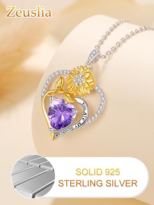 Valentine's Day Gifts for Wife 925 Sterling Silver Double Birthstone Pendant Necklaces I Love You for Always and Forever Necklace Anniversary Birthday Gifts for Wife Girlfriend Mom Her