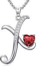 Valentines Day Gifts for Women Alphabet A to Z Initial Birthstone Pendant Necklaces for Women - 18k White Gold Plated Personalized Name Jewelry Valentine Mothers Day Birthday Gifts for Women Her Girlfriend