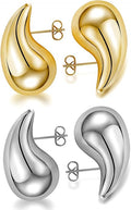 9 Pairs Chunky Gold Earrings Set for Women Trendy Lightweight Gold Plated Hoop Earrings Hypoallergenic Jewelry
