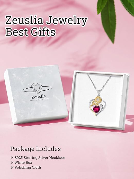 Valentine's Day Gifts for Wife 925 Sterling Silver Double Birthstone Pendant Necklaces I Love You for Always and Forever Necklace Anniversary Birthday Gifts for Wife Girlfriend Mom Her