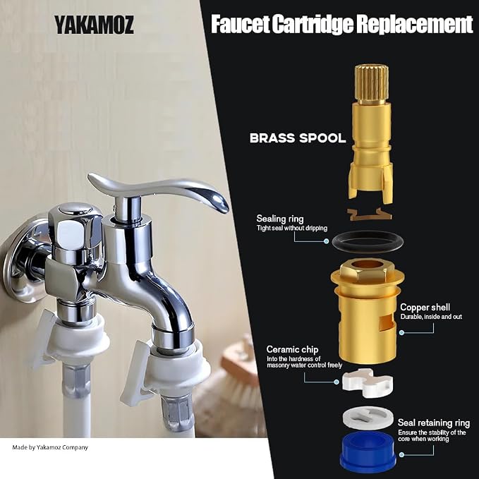 Yakamoz Brass Ceramic Faucet Cartridge, durable ceramic disc, smooth quarter - Image 9