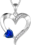 YL Heart Necklace 925 Sterling Silver Love Heart Pendant Birthstone Jewelry for Women