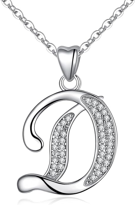 AEONSLOVE 925 Sterling Silver Initial Necklaces for Women, 26 Letters Pendants Necklace Gift for Mother, Daughter, Wife, 18 Inch Chain