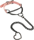 FEOYA Heart Choker Necklace for Women Hearts O-Ring Slip Chain Adjustable Punk Leather for Valentine Cosplay Gift