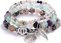 UEUC Tree of Life Yoga Healing Stone Bracelets,Multilayer Lotus Chakra Stone Reiki Bracelet Sets,Anxiety Crystal Natural Stone,for Women Stress Relief