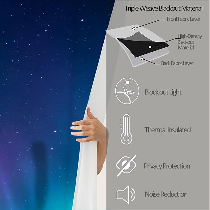 Aurora Snow Scene Curtains for Bedroom Blackout, Pine Tree Silhouette Curtains - Image 6