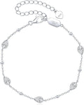 Pear Moissanite Link Bracelet, 1.75cttw D Color VVS1 925 Sterling Silver Adjustable 5-Stone Pear Bracelets for Women Mom Wife Birthday Jewelry Gifts