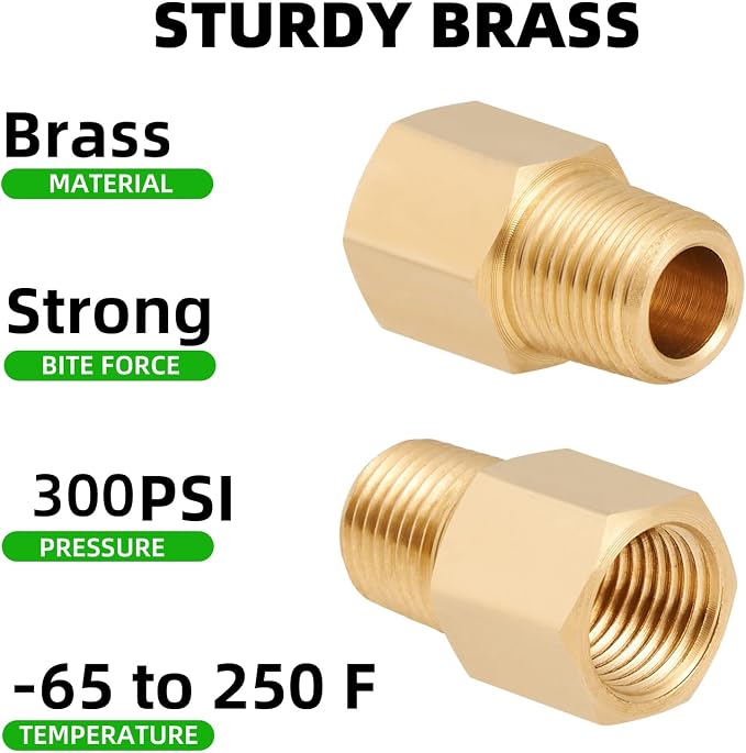 Brass Pipe Fitting, 1/8 Inch NPT Male to 1/8 Inch NPT Female Brass Pipe Hose - Image 4