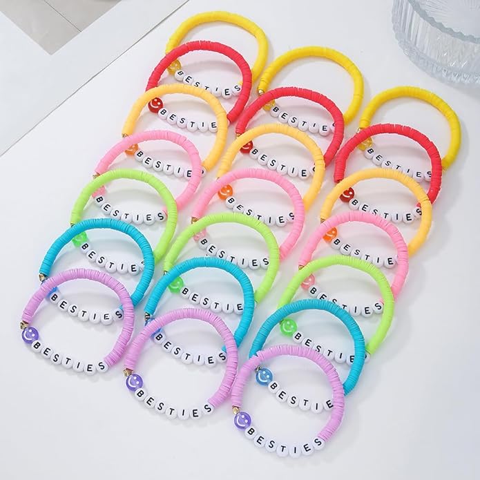 Friendship Bracelets Boho Stackable Bracelets for Women Surfer Heishi Clay Bead Bracelets Stretch Preppy Bracelets Colorful Boho Bracelets for Women