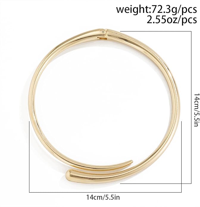 Gold Collar Necklace for Woman Bold Teardrop Necklace Chunky Necklaces for Women Statement Necklace for Women Open Cuff Design Fashion Jewelry Highly Polished Alloy