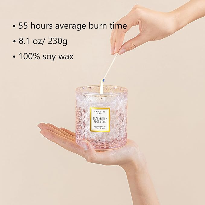 Chloefu LAN Rose Scented Candle, Oud Candle, Mothers Day Candles Gifts - Image 2