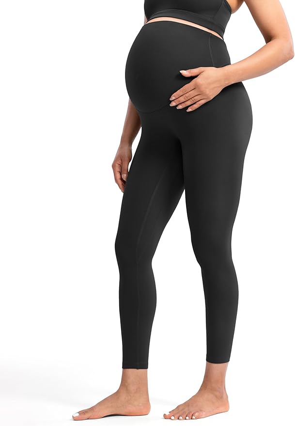 POSHDIVAH Women's Creamluxe Maternity Leggings 25"/28" Over The Belly Pregnancy Yoga Pants Active Workout Leggings