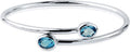 Diamond Wish Sterling Silver Oval-Cut Swiss-Blue Topaz Stackable Bypass Bangle Bracelet 2.75 ct
