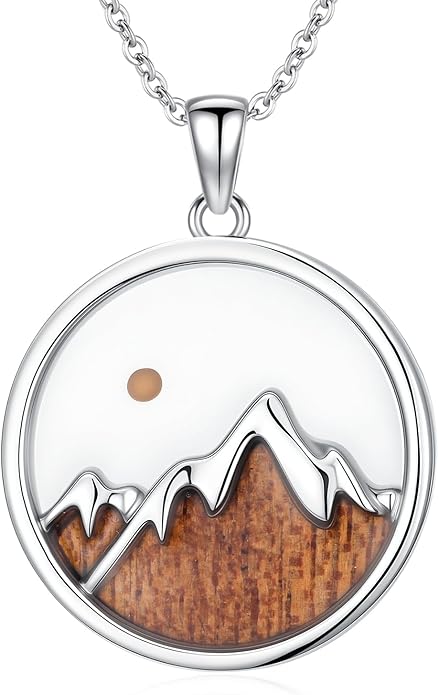 Natural Necklace for Women 925 Sterling Silver Mountain/Wave Pendant Necklace Nature Jewelry Gift for Women