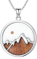 Natural Necklace for Women 925 Sterling Silver Mountain/Wave Pendant Necklace Nature Jewelry Gift for Women