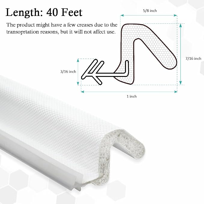 LSGCQ Kerf Weather Stripping for Door Seal Strip, 40 Ft, Front Door Seal Strip - Image 3
