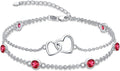 Dorunmo Heart Birthstone Bracelet Anklet for Women 925 Sterling Silver Birthday Jewelry Gifts for Women Wife