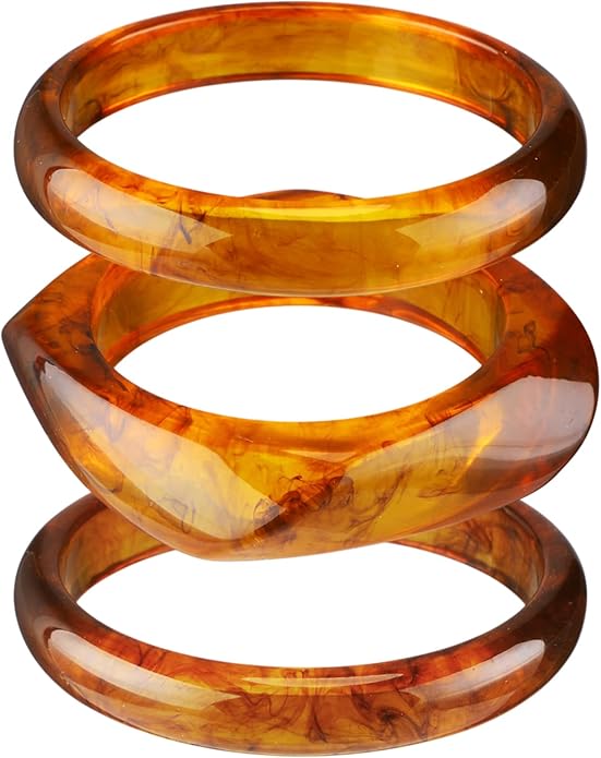 Tondiamo 3 Pcs Acrylic Resin Bracelets Chunky Bracelet for Women Irregular Geometric Wide Resin Bangle Thick Acetate Jewelry