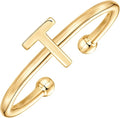 PAVOI 14K Gold Plated Initial Letter Adjustable Ring for Women - Thin Initial Band - Dainty Fashion Jewelry Gifts