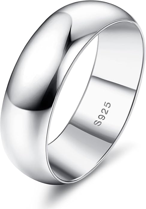 MILACOLATO 925 Sterling Silver Ring for Women Men High Polished Plain Stackable Thumb Rings Tarnish Resistant Wedding Band Ring Comfort Fit Size 4 to 12, 1mm 2mm 3mm 4mm 5mm 6mm