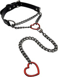 FEOYA Heart Choker Necklace for Women Hearts O-Ring Slip Chain Adjustable Punk Leather for Valentine Cosplay Gift