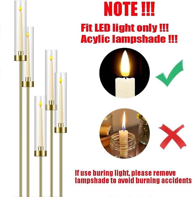 35in 6 Set Gold Candelabra Candle Centerpieces - Image 3