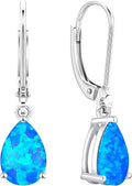 YL 925 Sterling Silver Teardrop Dangle Drop Earrings for Women 7x10 MM Solitaire Birthstone Leverback Jewelry
