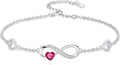 Dorunmo Infinity Heart Anklet Bracelet for Women 925 Sterling Silver Adjustable Infinity Birthstone Bracelet Friendship Jewelry Gifts for Women Birthday Christmas