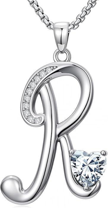 Valentines Day Gifts for Women Alphabet A to Z Initial Birthstone Pendant Necklaces for Women - 18k White Gold Plated Personalized Name Jewelry Valentine Mothers Day Birthday Gifts for Women Her Girlfriend
