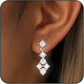14K Gold Plated Dangle Earrings for Women Dainty Silver Drop Earring Trendy Small Long Dangling Wedding Bridesmaid Hoop Diamond Crystal Cute Earring Jewelry Valentine Gifts