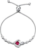 AGVANA Valentines Day Gifts Rosy Reverie Birthstone Bracelet for Women Sterling Silver Genuine or Created Gemstone Tennis Bracelet Rose Heart Jewelry Anniversary Birthday Gifts for Women Mom Wife Her