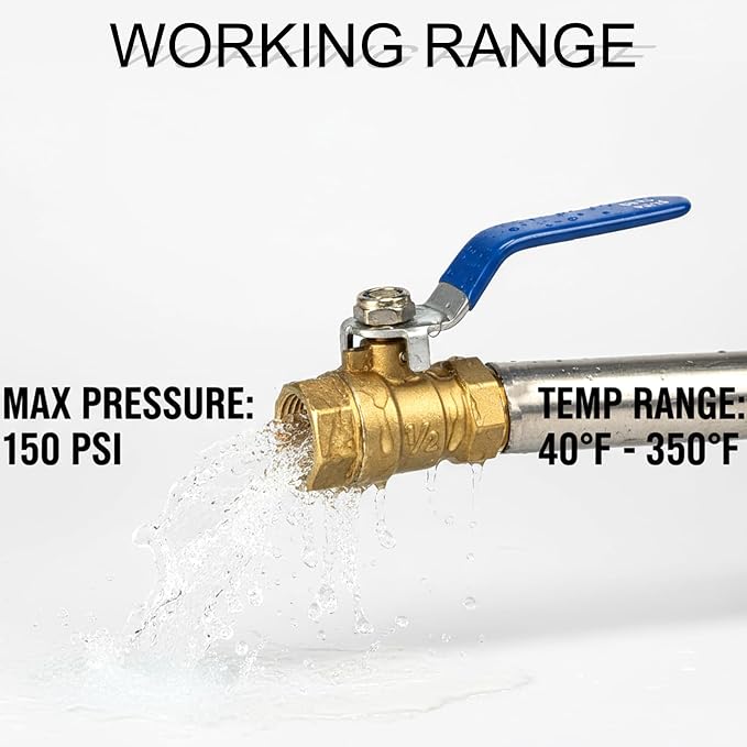 2 Pack 1/2" Full Port Ball Valve Brass， 1/2 Inch NPT Brass Valve，1/2" Female x - Image 7