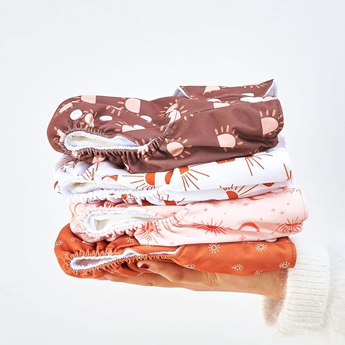 HappyFlute 9 Sets Newborn Baby Cloth Pocket Diapers One Size Adjustable Reusable for Baby Boys and Girls(6-33 pounds,0-3 Years),One Wet Bag+4Diapers and 4Inserts