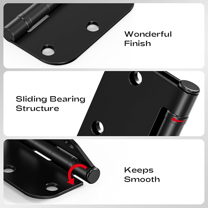 30 Pack Rounded Black Door Hinges 3.5 Inch 5/8" Radius Ball Bearing | - Image 4
