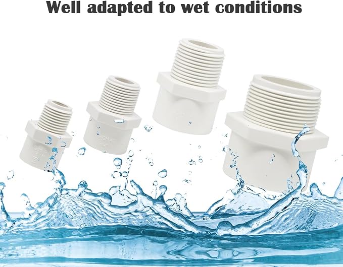 9PCS 3/4 Inch Male Thread White PVC Fittings 2-Way PVC Pipe Coupling Adapter - Image 4