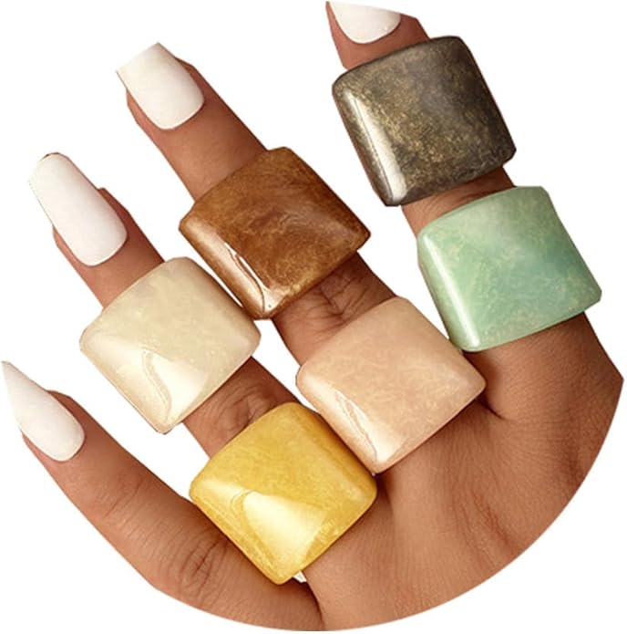 Multicolor Resin Chunky Rings for Women,Acrylic Plastic Rin Knuckle Finger Cute Trendy Aesthetic Y2k Statement Ring Vintage Simple Geometric Rings Jewelry