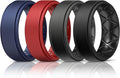 Egnaro Silicone Rings for Men 1/4/5/6/7 Multipack of Breathable Mens Silicone Rubber Wedding Rings Bands - Step Edge