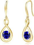 FANCIME Valentines Day Gift Dangle Drop Earrings 925 Sterling Silver Dainty Infinity Round Gemstone Birthstone Jewelry Birthday Gifts for Her Women