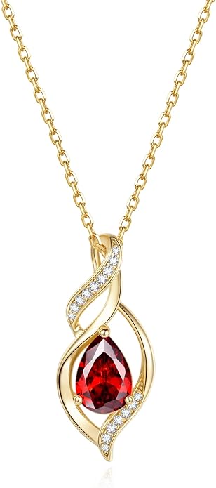 FANCIME Birthstone Necklace for Women Teardrop Necklace S925 Sterling Silver Infinity Love Birthday Gifts for Mom Women Girls, 16"+2" Inches