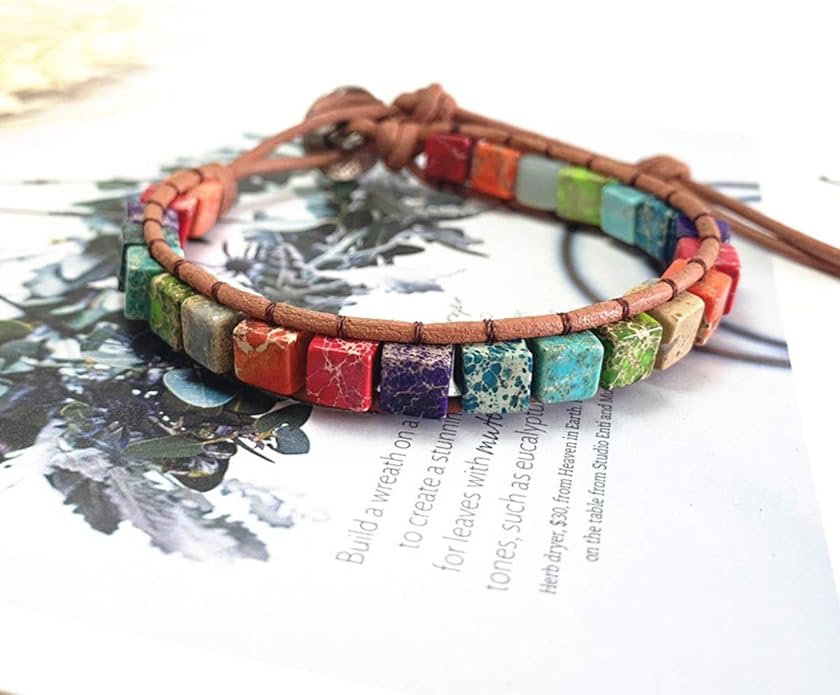 ZOSOJONA 7 Chakra Bracelet Bohemian Handmade Leather Wrap Healing Protection Natural Stone Yoga Beaded Bracelets Boho Friendship Jewelry
