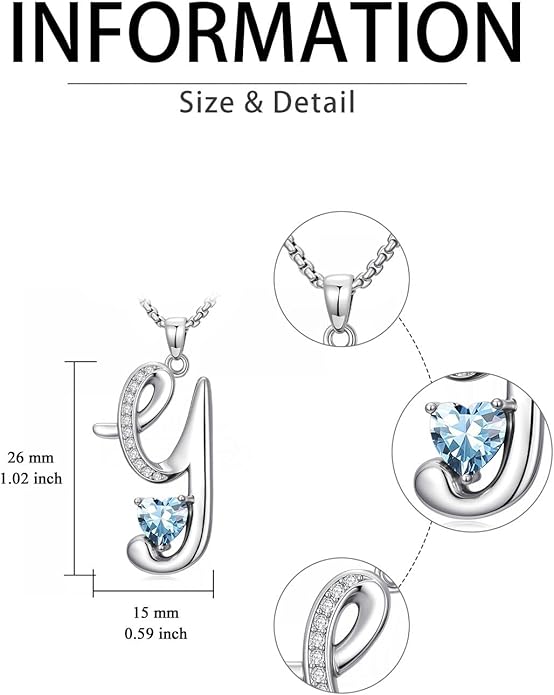 Valentines Day Gifts for Women Alphabet A to Z Initial Birthstone Pendant Necklaces for Women - 18k White Gold Plated Personalized Name Jewelry Valentine Mothers Day Birthday Gifts for Women Her Girlfriend