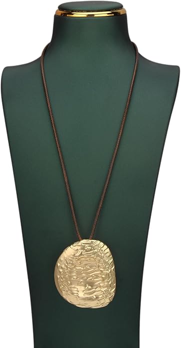 Women's Leather Long Necklace Bohemian Style Circle Retro Pendant Necklace Women's Jewelry