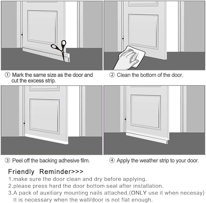 Huge Gap Door Draft Stopper, 3.4" W x 39" L Widened Rubber Door Sweep, Noise & - Image 7